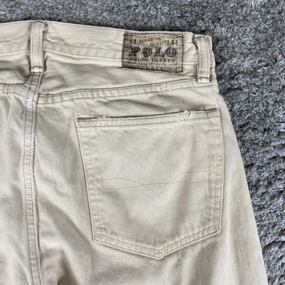 Polo Ralph Lauren Slim Straight‎ Jeans Mens 31x30 Beige Hudson Bone Denim Pants